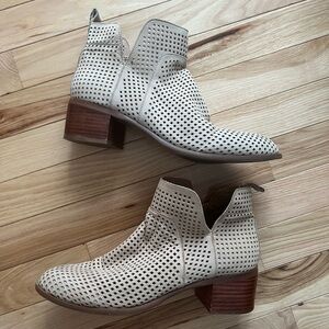 Franco Sarto Cream Perforated Ankle Booties